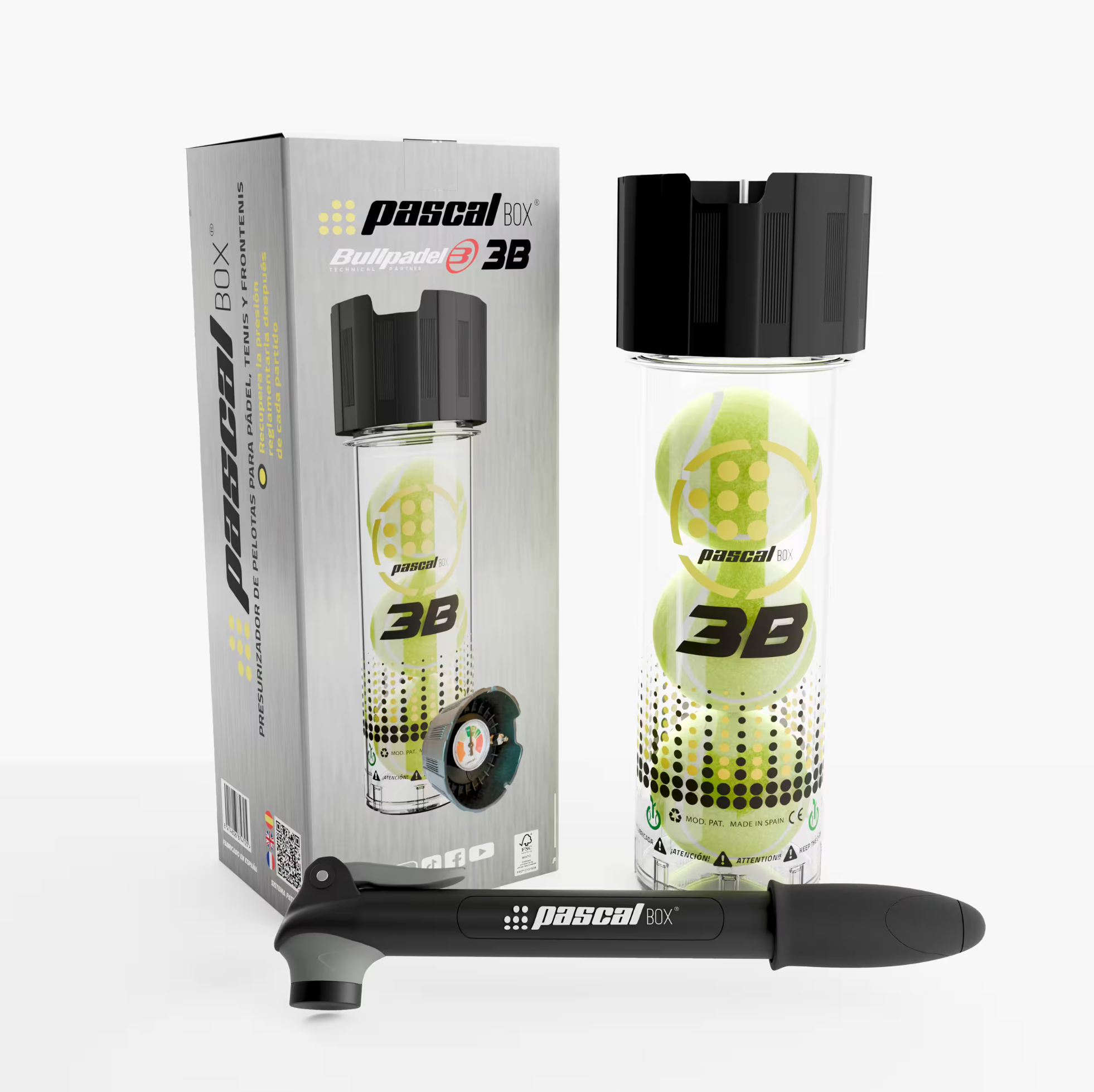 Bullpadel Pascalbox 3B drukregelaar voor padelballen